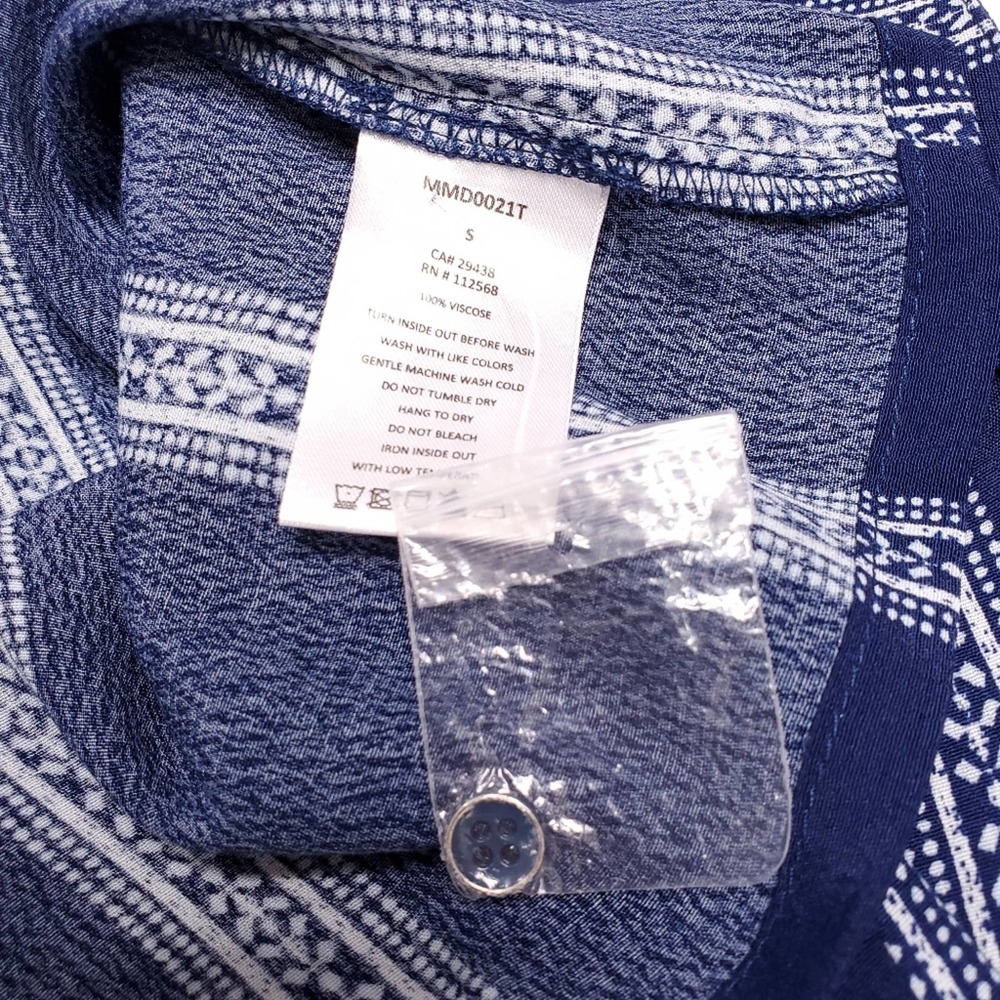 NWOT Miss Me Blue Pattern Collar Stripe Tent Dress - Picture 3 of 5